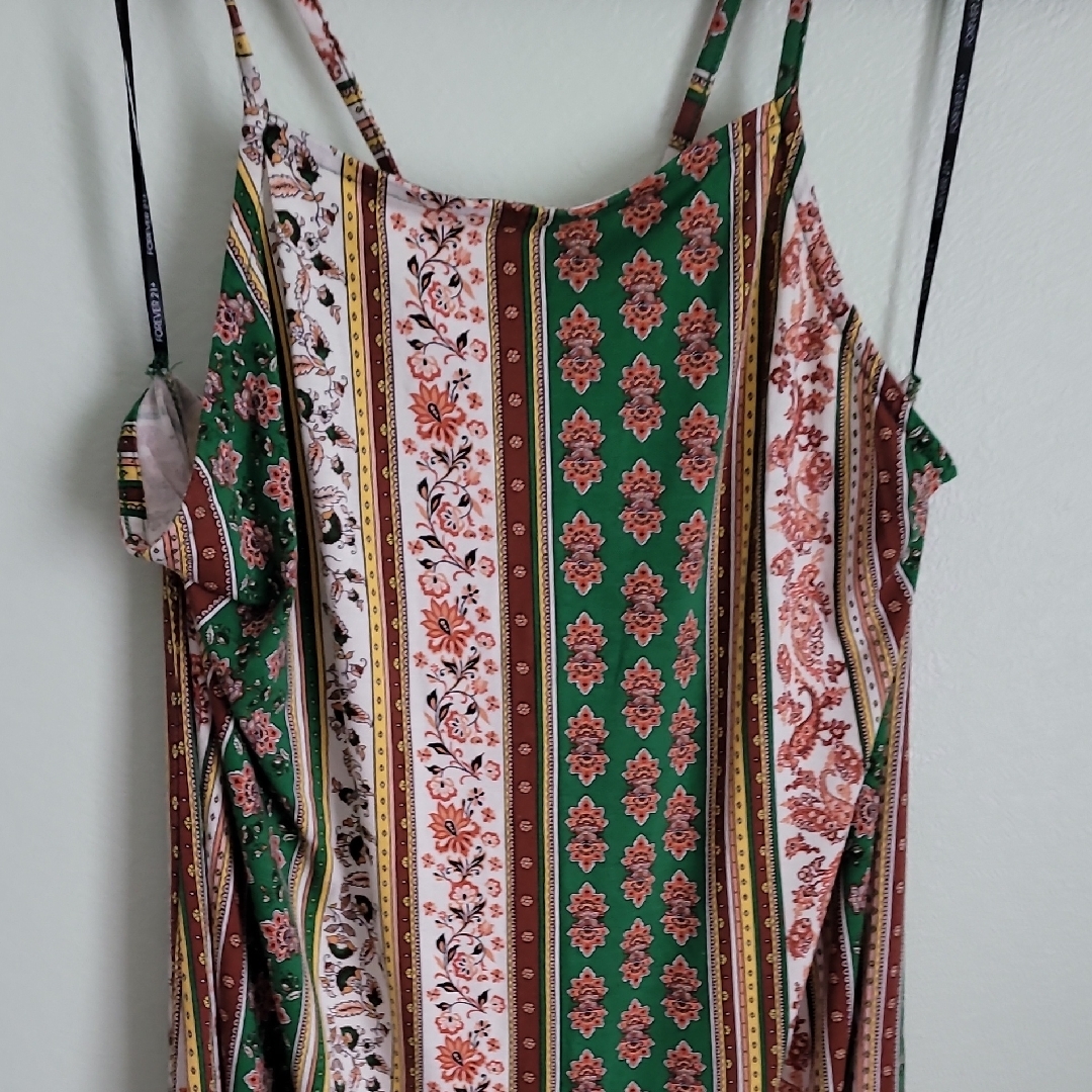 Forever 21 Green And Brown Striped Maxi Dress